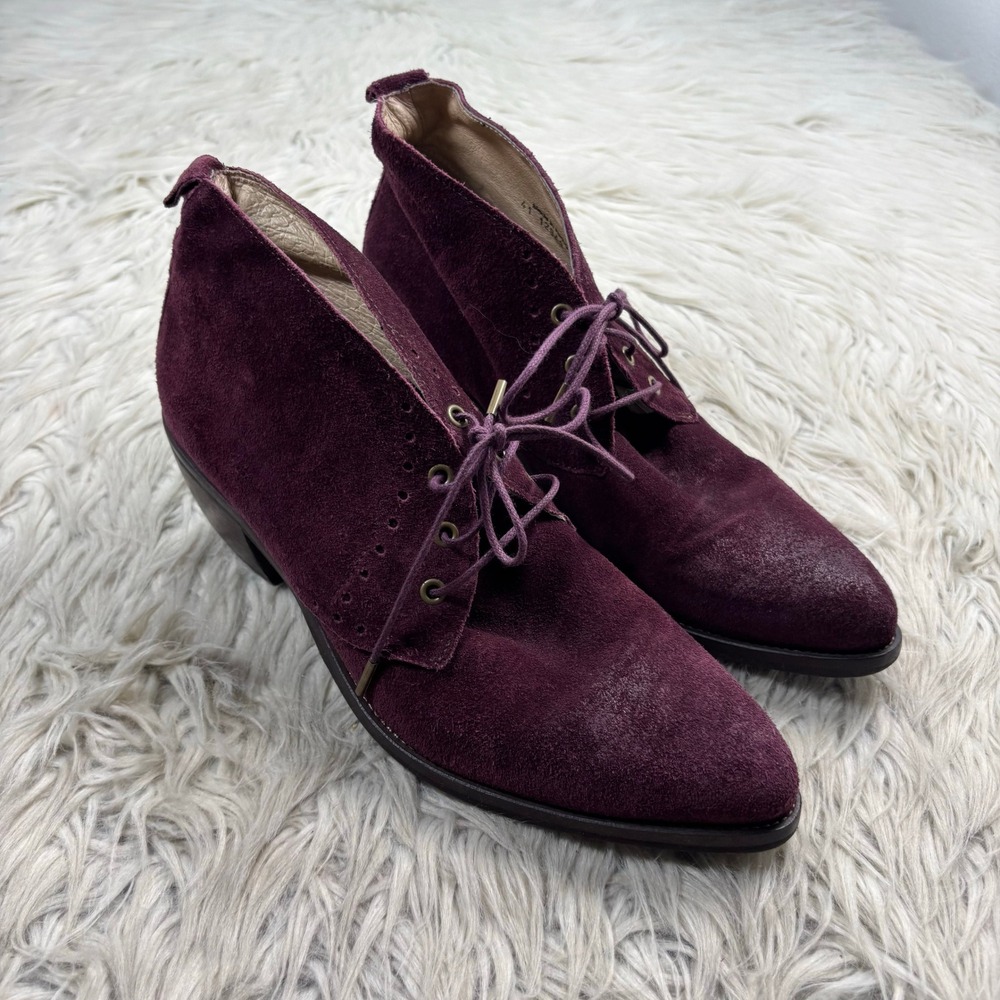 DKODE Women's 41 US 10 Purple Rubbed Suede Heeled Bootie Witchy Academia Boho